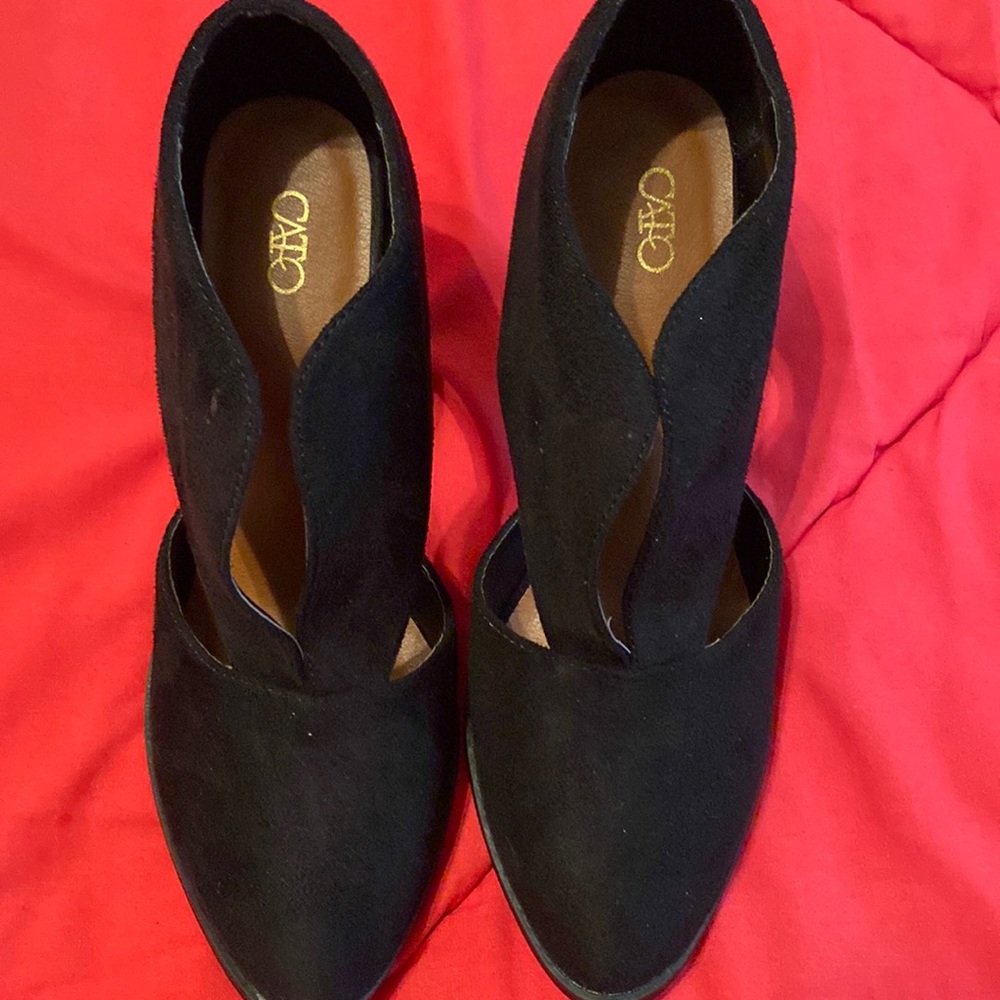 Black suede heel